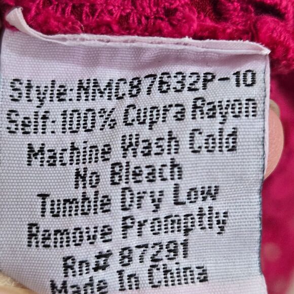 Johnny Was Tasho Georgette Top PM Petite M Dolman Dark Pink/Red Eyelet Lace - Picture 8 of 9